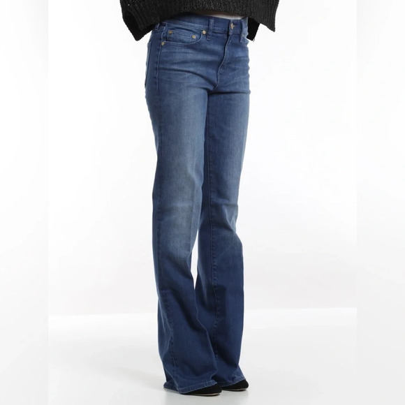 Tory Burch Mid-Rise Flare-Leg Glory Blue Stretch Denim Jeans size 26 - Picture 1 of 12